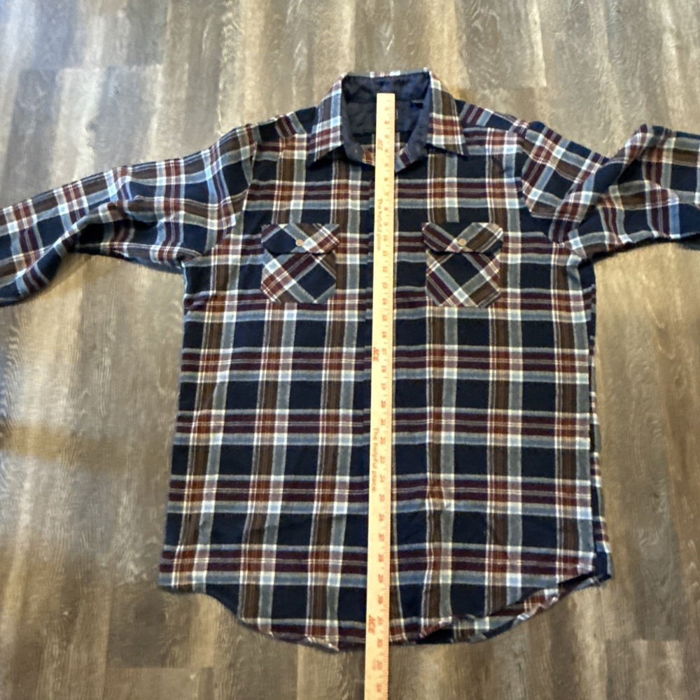 Vintage Sears X-Tall Plaid Flannel Shirt Mens Large 16-16.5 Western  Acrylic - Picture 8 of 10